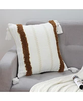 Caromio 1Pc Tassels Tufted Woven Decorative Throw Pillow Covers 18" x