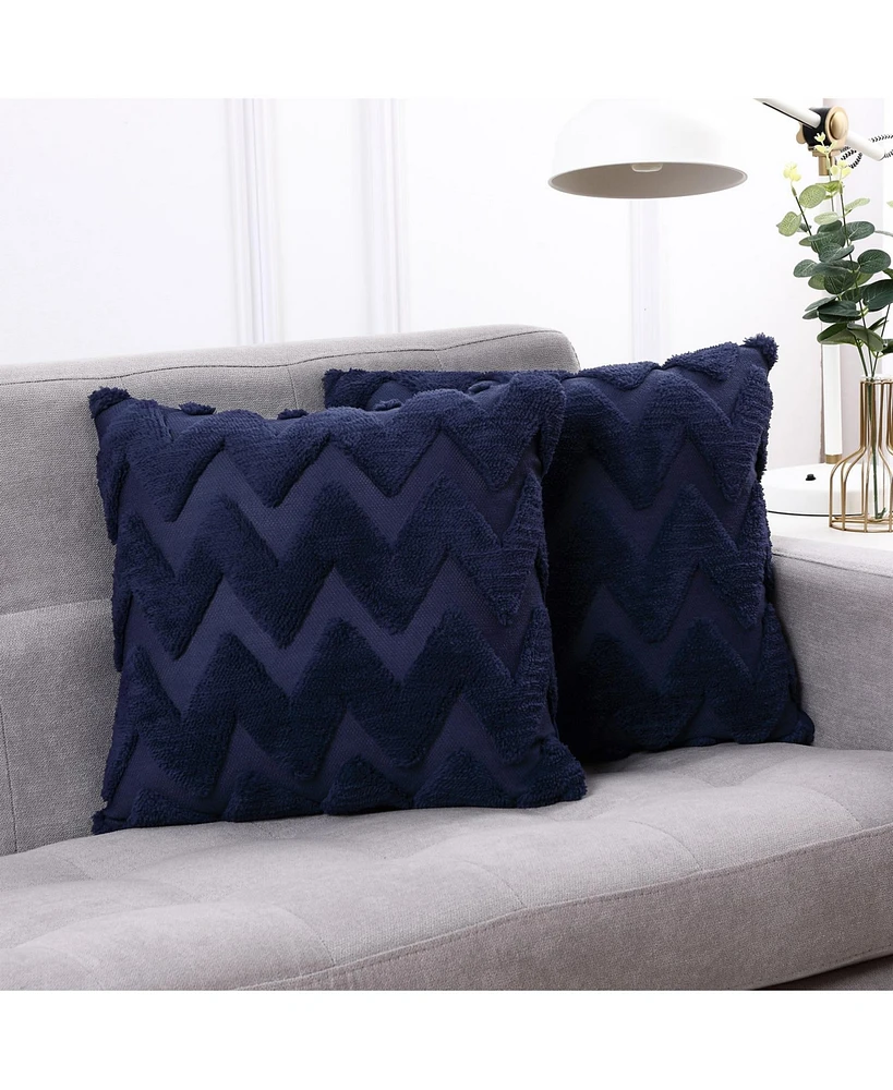 Caromio 2Pcs Chevron Plush Velvet Decorative Throw Pillow Covers 18" x 18"