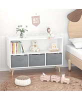 Streamdale Furniture Kids Bookcase with Fabric Drawers & Toy Storage