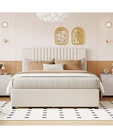 Simplie Fun Full Size Upholstered Platform Bed With 2 Drawers And 1 Twin Size Trundle, Classic Headboard Design