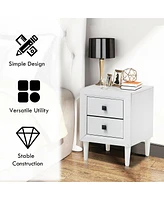 Sugift 2 Pieces Multipurpose Retro Nightstand Set with 2 Drawers