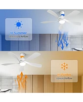 Sofucor 52 Ceiling Fans with Light Yellow with 5 Curve Blades