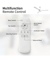 Sofucor 52'' White Standard Ceiling Fan without Lights Remote Control