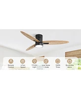 Sofucor 56" Ceiling Fan with Lights & Remote, Flush Mount, Low Profile, Reversible, Dimmable