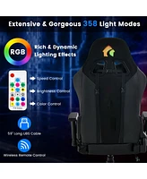 Sugift Adjustable 360° Swivel Pu Gaming Chair with Rgb Led Lights and Nylon Base