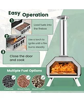 Sugift Outdoor Pizza Oven with Pizza Stone and Foldable Legs for Camping