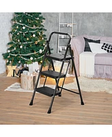 Givimo Portable Folding 3 Step Ladder with Wide Anti-Slip Pedal and Convenient Handle