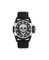 Ed Hardy Men's Matte Black Silicone Strap Analog Watch 44mm