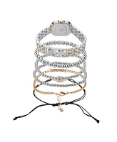 American Exchange Women's Shiny Silver or Gold Metal Alloy Band Analog Watch 26mm Gift Set