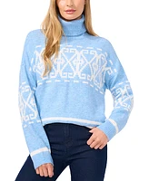 CeCe Women's Fair Isle Long Sleeve Turtleneck Sweater