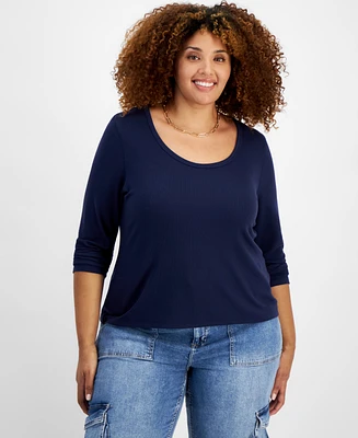 On 34th Trendy Plus Scoop-Neck Top, Created for Macy's