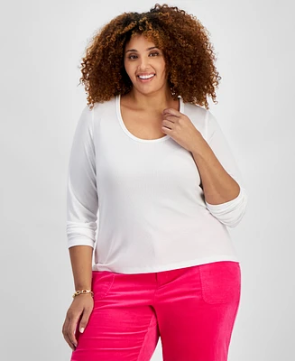 On 34th Trendy Plus Size Scoop-Neck Top, Created for Macy's
