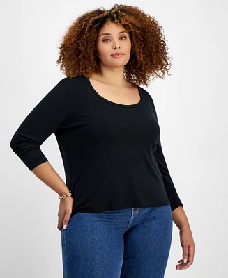 On 34th Plus Scoop-Neck Top, Created for Macy's