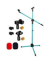 5 Core Mic Stand Collapsible Height Adjustable 31 to 59” Dual Metal Microphone Tripod Stand w Boom Arm Stand Para Microfono for Singing