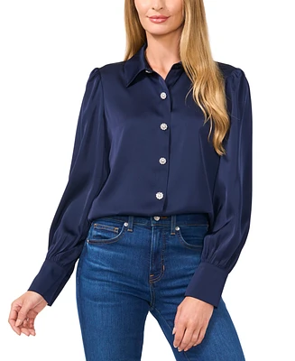 CeCe Women's Rhinestone-Button Blouse