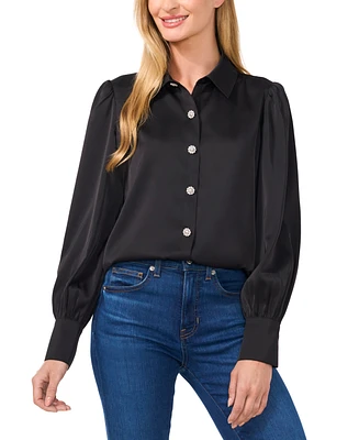 CeCe Women's Rhinestone-Button Blouse