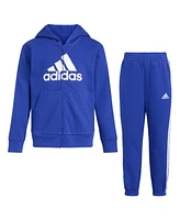 adidas Little & Toddler Boys Two-Piece Hooded Fleece Jacket Jogger Set