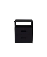 Streamdale Furniture Nightstand Olivenza, Two Drawers, Black Wengue Finish