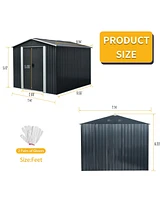 Streamdale Furniture 8FT x 10FT Outdoor Metal Storage Shed with Floor Base, Black