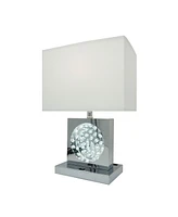 Streamdale Furniture 22"H Chrome Square Crystal Centerpiece With Night Light + Usb Port + Power Outlet