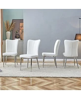 Streamdale Furniture 4-Piece White Pu Dining & Office Chair Set