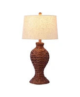 Jonathan Y Elicia 31" Coastal Cottage Water Hyacinth Weave Led Table Lamp, Dark Brown