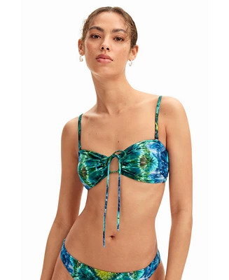 Desigual Women's Tie-dye bandeau bikini