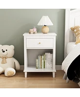 Streamdale Furniture Wooden Nightstand With One Drawer One Shelf For Kids, Adults