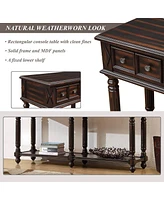 Streamdale Furniture Black distressed 58" console table with drawers & shelf