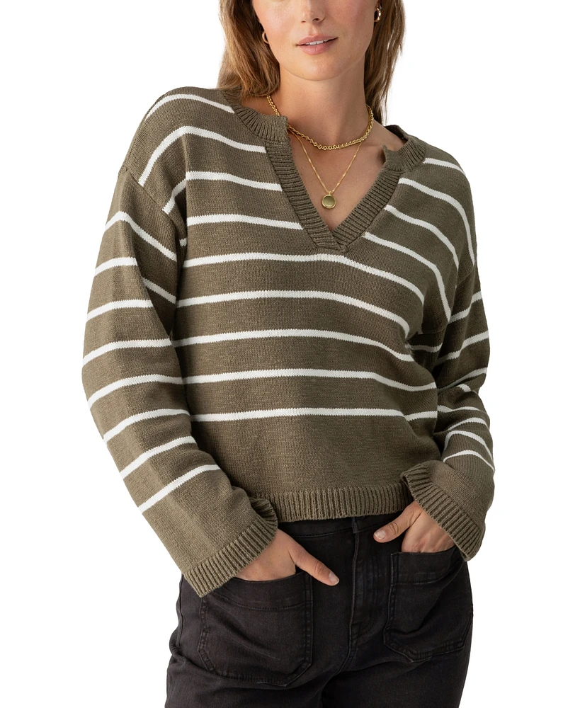 Sanctuary Women's Chill Vibes Striped Cotton Pullover Sweater