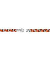 Bulova Marc Anthony Men's Orange Leather Box Link Chain Bracelet in Sterling Silver-Plate, BVB1130-orsna