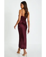 Quiz Women's Satin V Neck Slip Maxi Dress