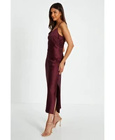 Quiz Women's Satin V Neck Slip Maxi Dress