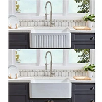 Streamdale Furniture Fireclay L X W Farmhouse Kitchen Sink With Grid And Strainer