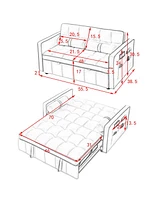 Modern 55.5" Pull Out Sleep Sofa Bed 2 Seater Loveseats Sofa Couch With Side Pockets