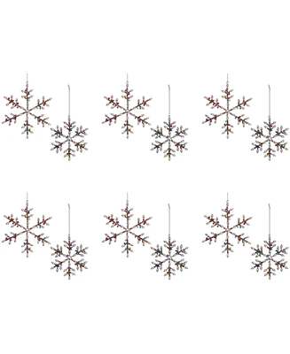 Slickblue Jewel Snowflake Ornament (Set of 12) 6"H, 8"H Iron/Glass Beads