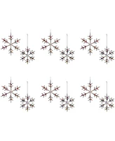 Slickblue Jewel Snowflake Ornament (Set of 12) 6"H, 8"H Iron/Glass Beads