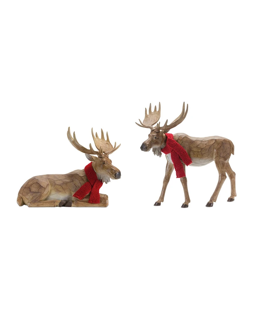 Slickblue Moose (Set of 2) 13"H, 19.5"H Resin/Knit Fabric