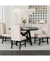 Streamdale Furniture Retro Extendable Dining Set with 4 Upholstered Chairs