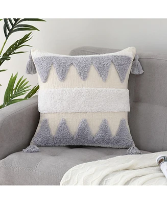 Caromio 1Pc Tufted Tassels Chenille Decorative Throw Pillow Covers 18" x