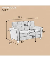 Streamdale Furniture 57.5" Modern Living Room Loveseat Linen Upholstered Couch Furniture For Home Or Office