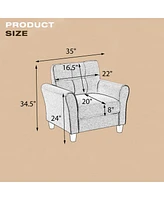 Streamdale Furniture 35" Modern Living Room Armchair Linen Upholstered Couch Furniture For Home Or Office - Light gray