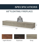 Streamdale Furniture 60" Rustic Wood Fireplace Mantel, Wall-Mounted & Floating Shelf For Home Decor