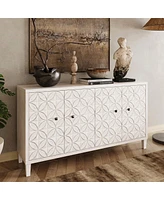 Streamdale Furniture White Wash 4-Door Wooden Accent Cabinet