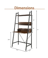 71in High Freestanding Laptop Desk with Open Shelves for Living Room Bedroom Study