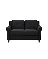 Fashionable Living Room Sofa With Double Seats, Black Fabric