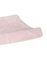 Lambs & Ivy Petals Soft Pink/White Floral Outline Baby Changing Pad Cover