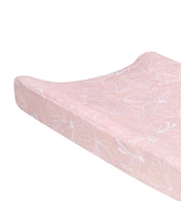 Lambs & Ivy Petals Soft Pink/White Floral Outline Baby Changing Pad Cover