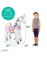 Jumbl Lil Ride on Horse, Kids Ride on Toy w/Realistic Sounds & Wheels (Rainbow)