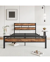 Streamdale Furniture Rustic Wood Headboard Platform Bed Frame